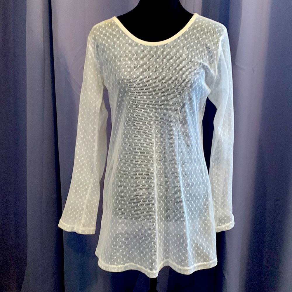 White sheer mesh cover-up from TULIP. Size Small.